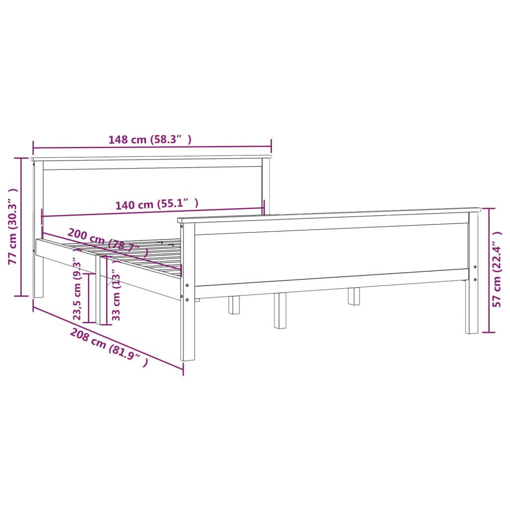 Sengeramme heltre furu 140x200 cm