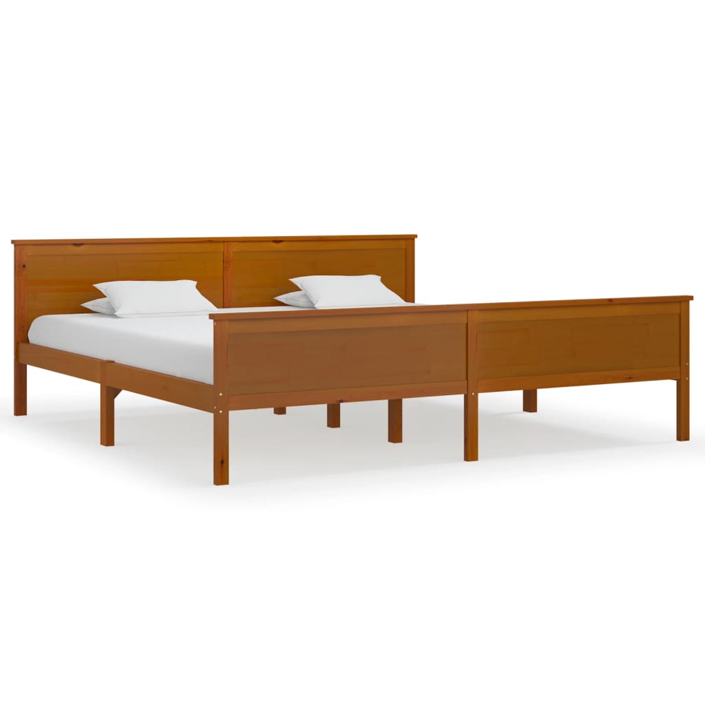 Sengeramme honningbrun heltre furu 200x200 cm