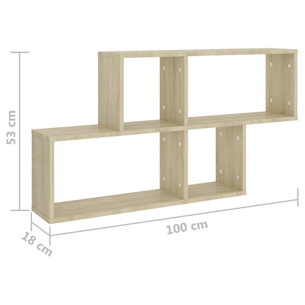 vividaXL Vegghylle sonoma eik 100x18x53 cm sponplate