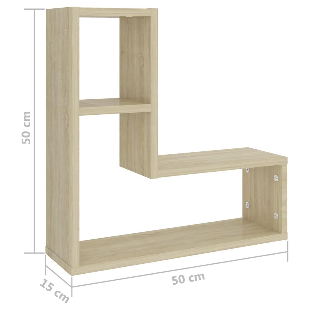 Vegghyller 2 stk sonoma eik 50x15x50 cm sponplate