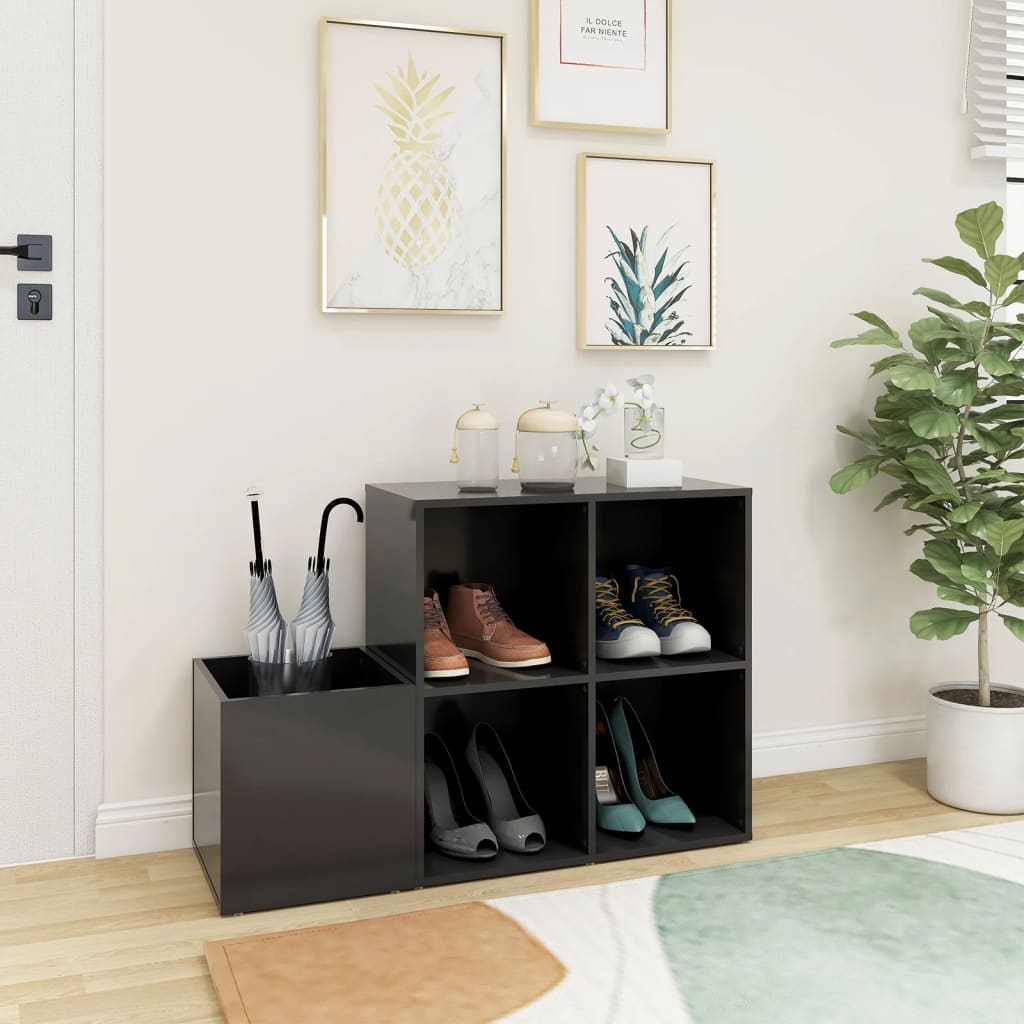Skoskap for gang grå 105x35,5x70 cm konstruert tre