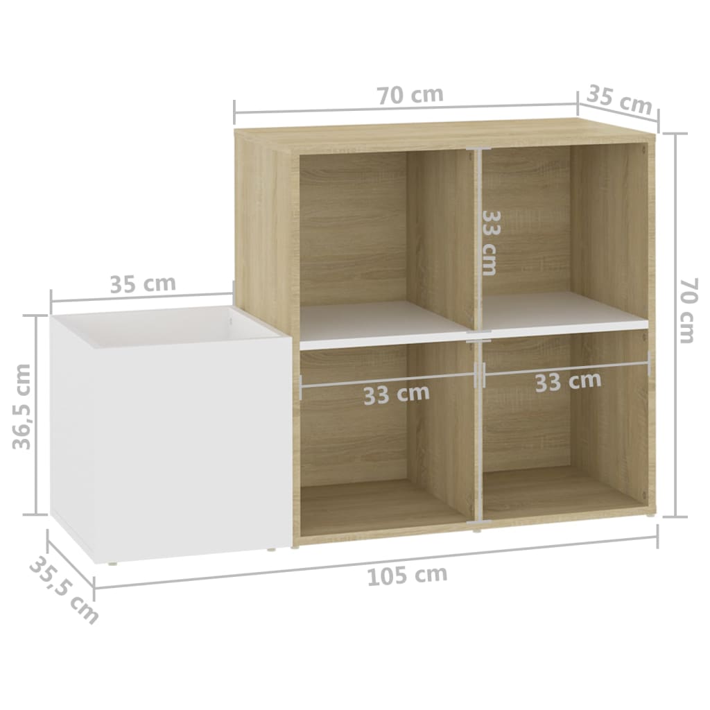 Skoskap for gang hvit sonoma eik 105x35,5x70 cm konstruert tre