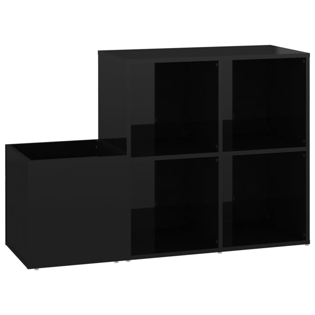Skoskap for gang høyglans svart 105x35,5x70 cm konstruert tre