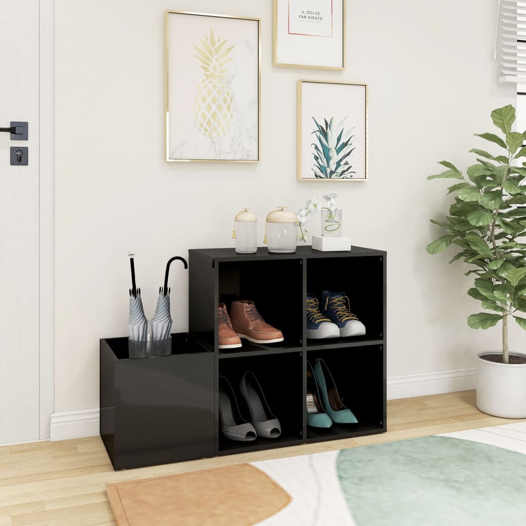 Skoskap for gang høyglans grå 105x35,5x70 cm konstruert tre