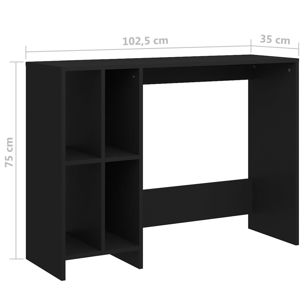 Laptopbord svart 102,5x35x75 cm konstruert trer