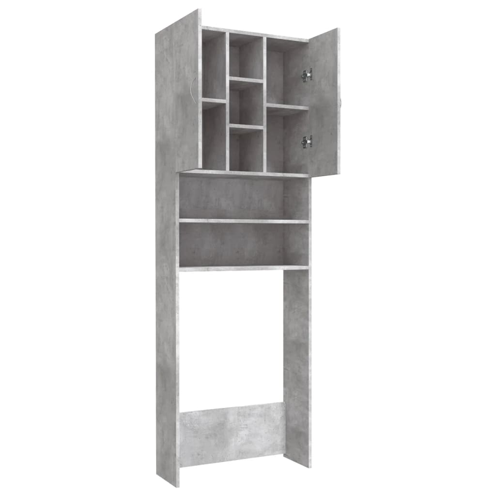 Vaskemaskinskap betonggrå 64x25,5x190 cm