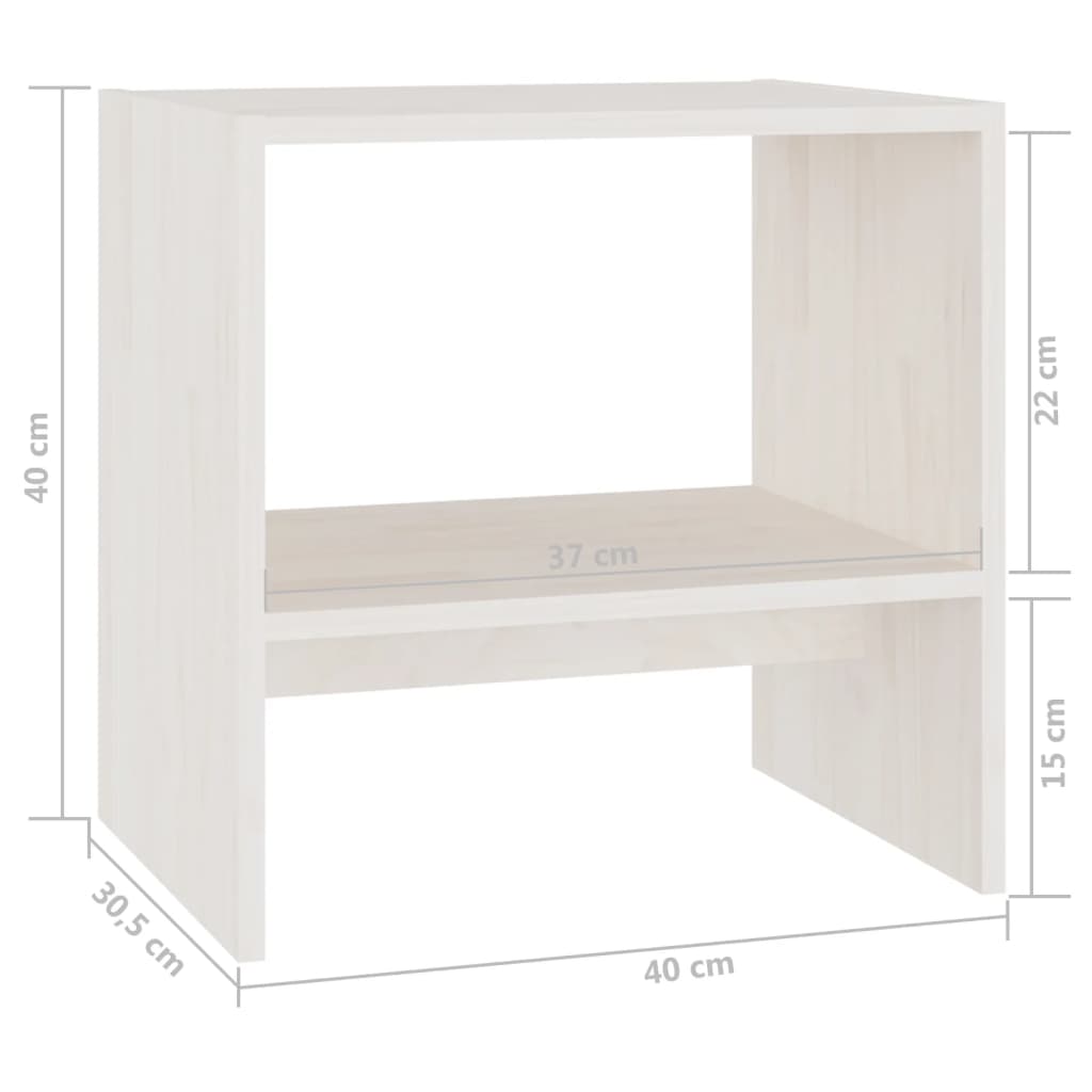 Nattbord hvit 40x30,5x40 cm heltre furu