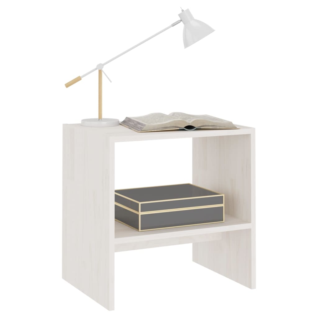 Nattbord 2 stk hvit 40x30,5x40 cm heltre furu