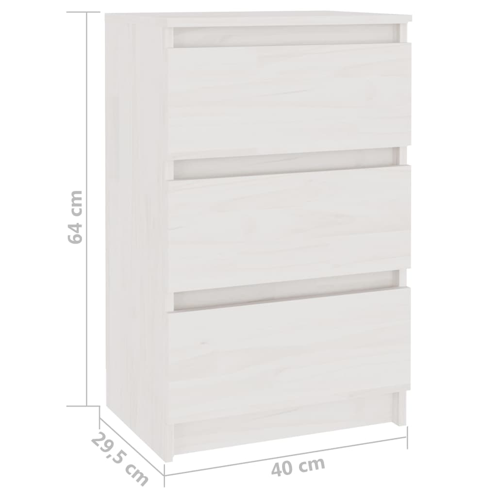 Nattbord 2 stk hvit 40x29,5x64 cm heltre furu