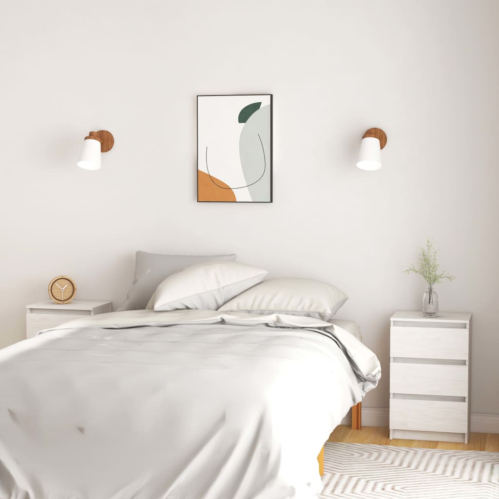 Nattbord 2 stk hvit 40x29,5x64 cm heltre furu