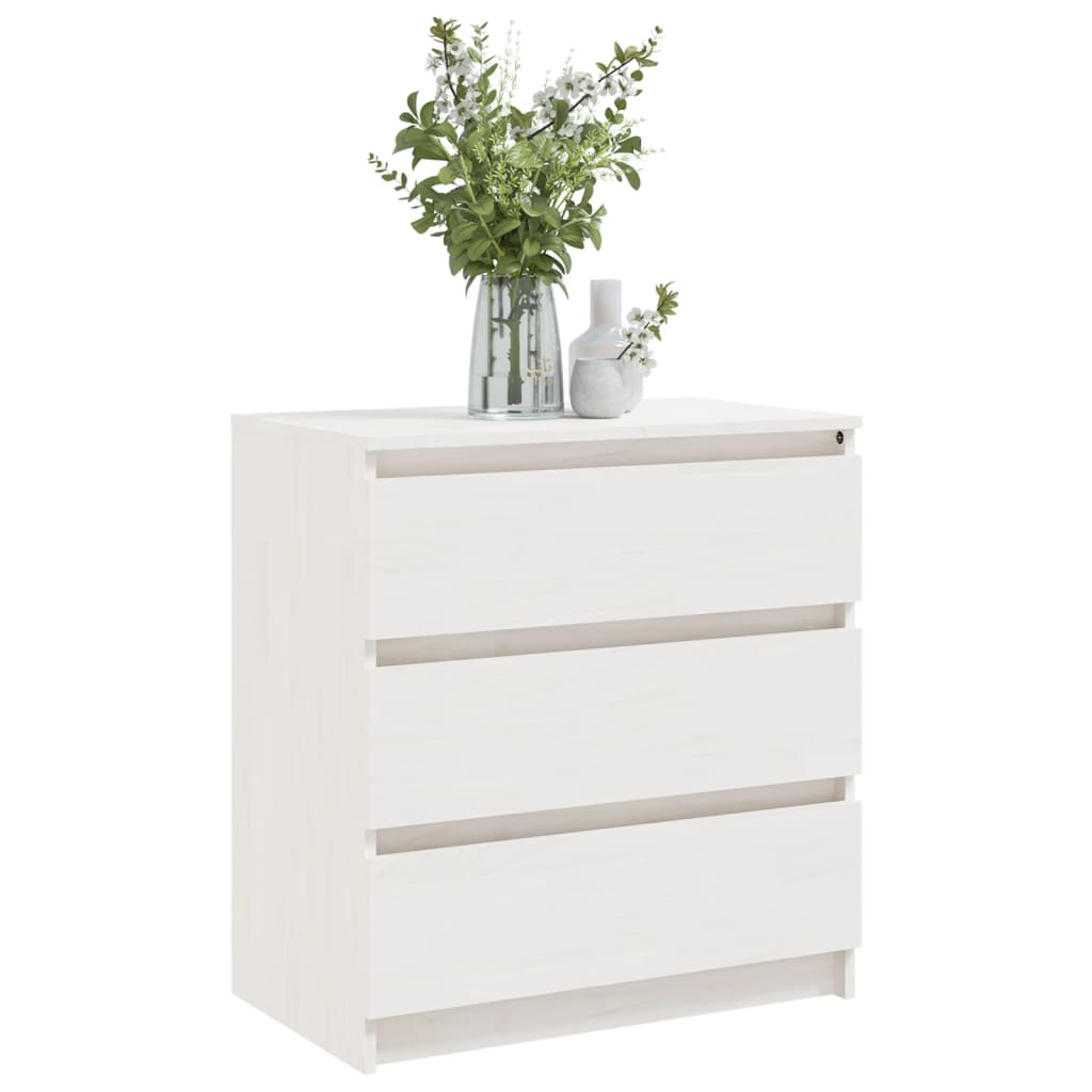 Nattbord hvit 60x36x64 cm heltre furu