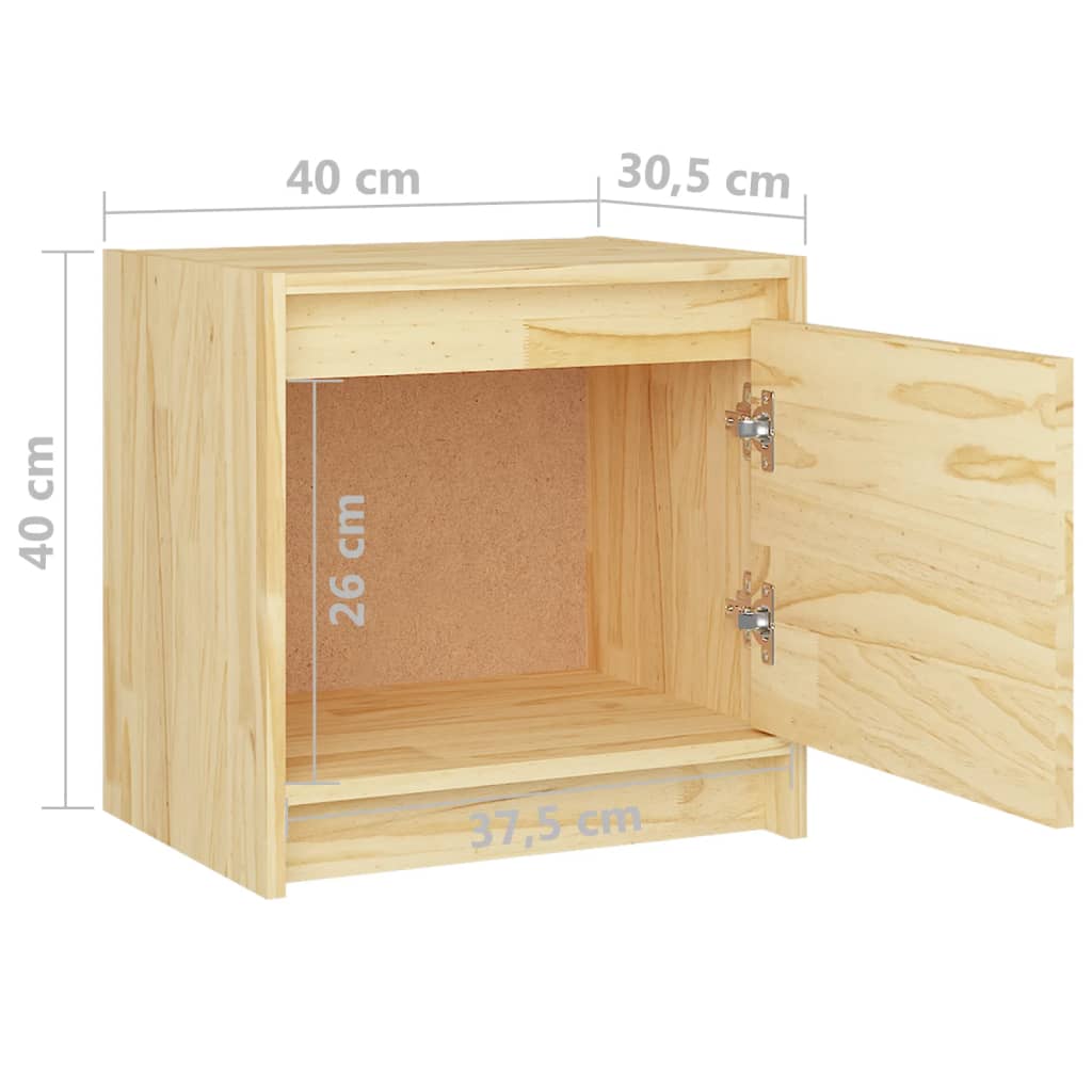 Nattbord 2 stk 40x30,5x40 cm heltre furu