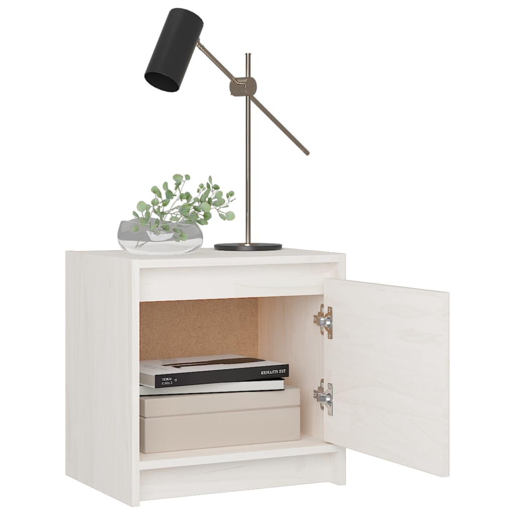 Nattbord 2 stk hvit 40x30,5x40 cm heltre furu