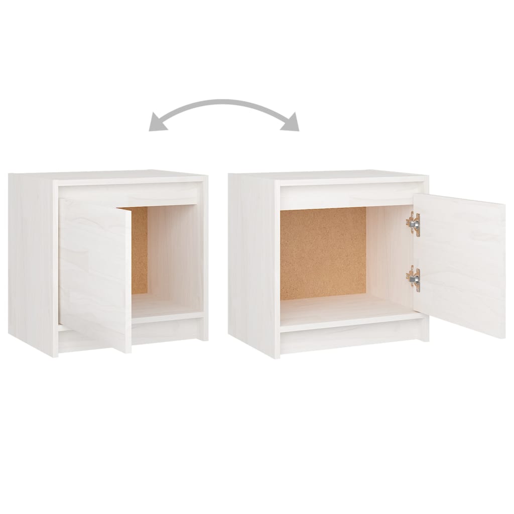 Nattbord 2 stk hvit 40x30,5x40 cm heltre furu