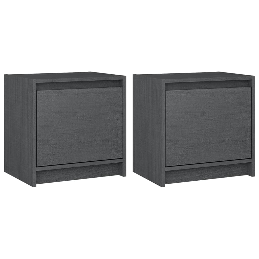 Nattbord 2 stk grå 40x30,5x40 cm heltre furu