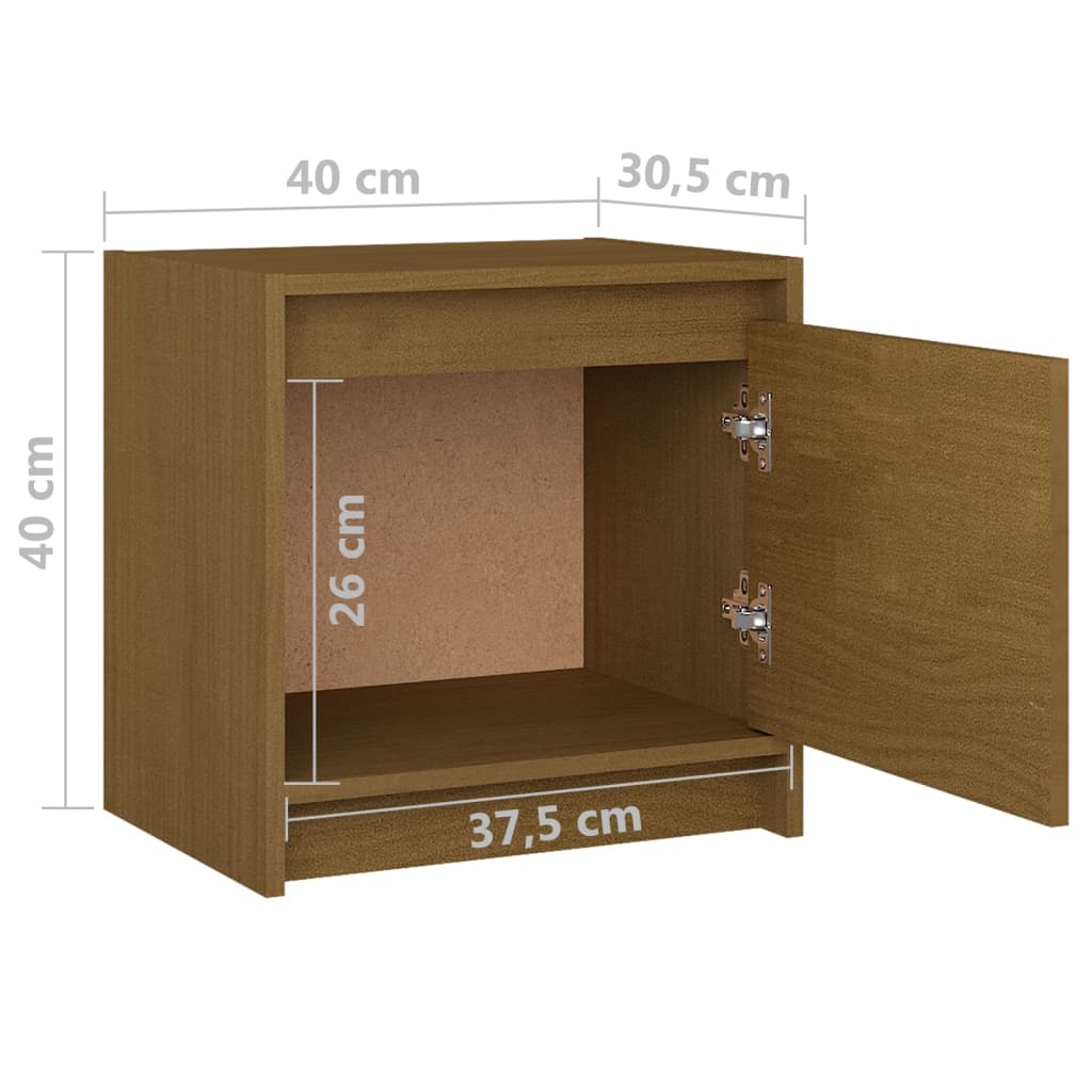 Nattbord 2 stk honningbrun 40x30,5x40 cm heltre furu