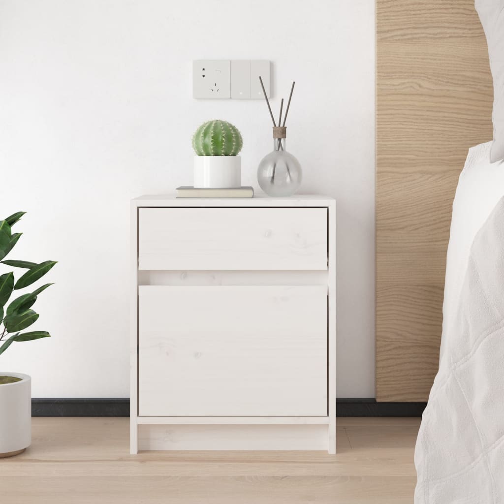 Nattbord 2 stk hvit 40x31x50 cm heltre furu