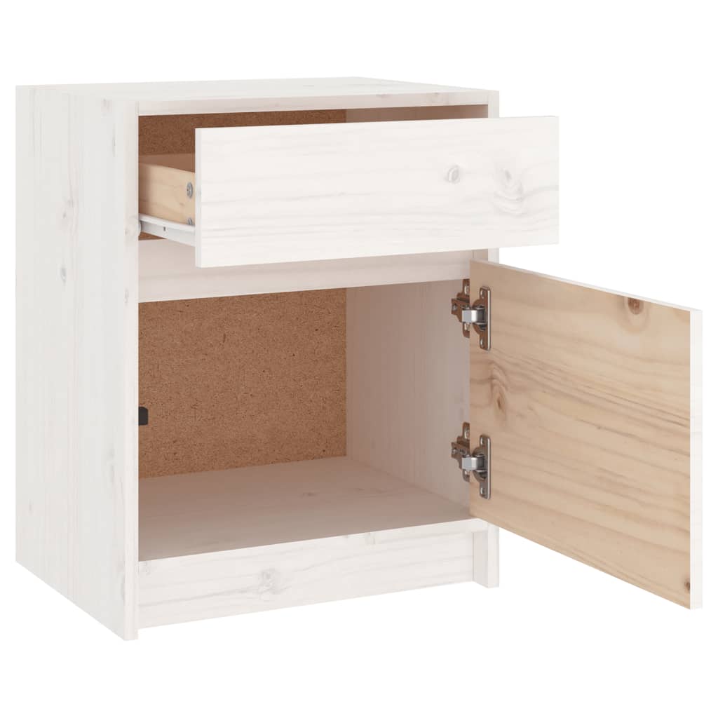 Nattbord 2 stk hvit 40x31x50 cm heltre furu
