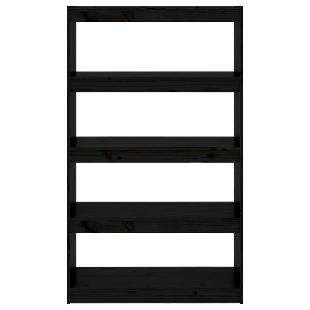Bokhylle/romdeler svart 80x30x135,5 cm heltre furu