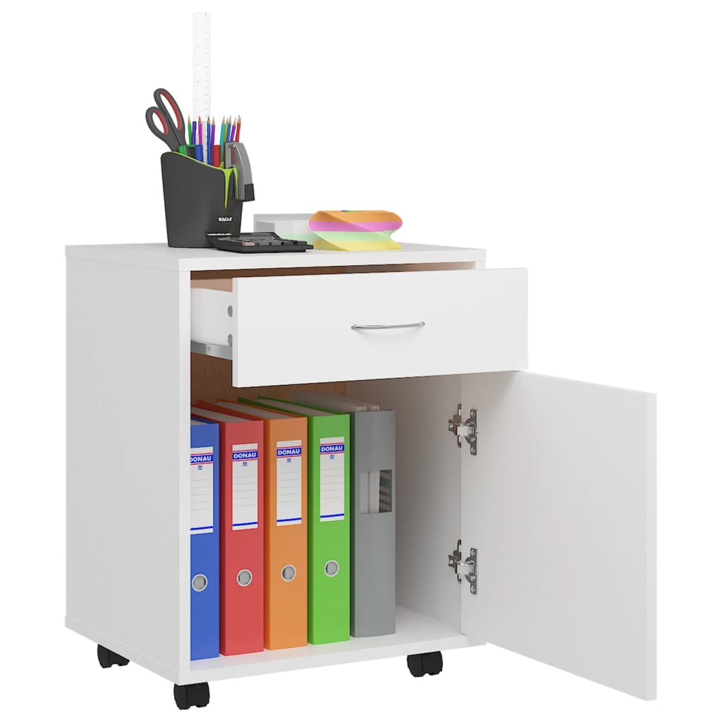 Rulleskap hvit 45x38x54 cm konstruert tre
