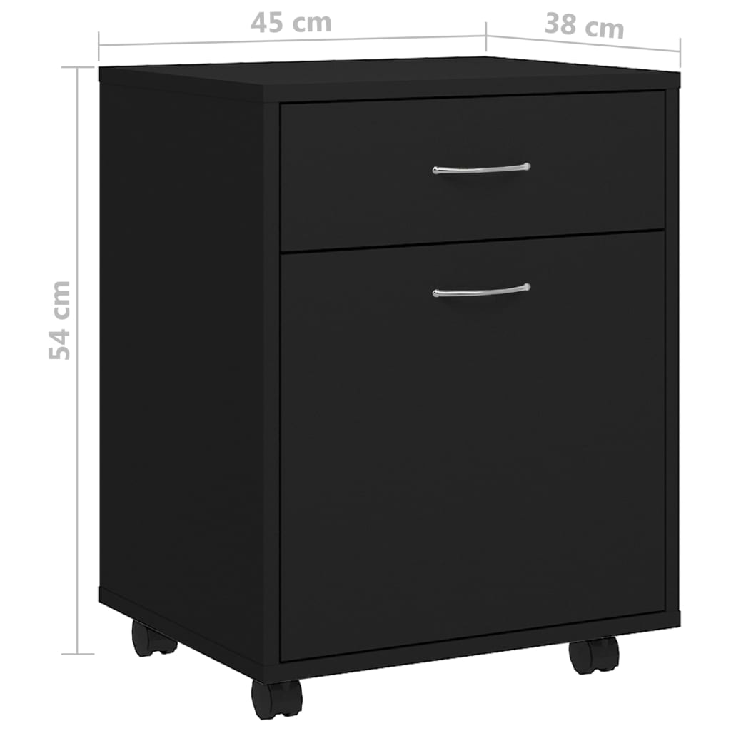 Rulleskap svart 45x38x54 cm konstruert tre