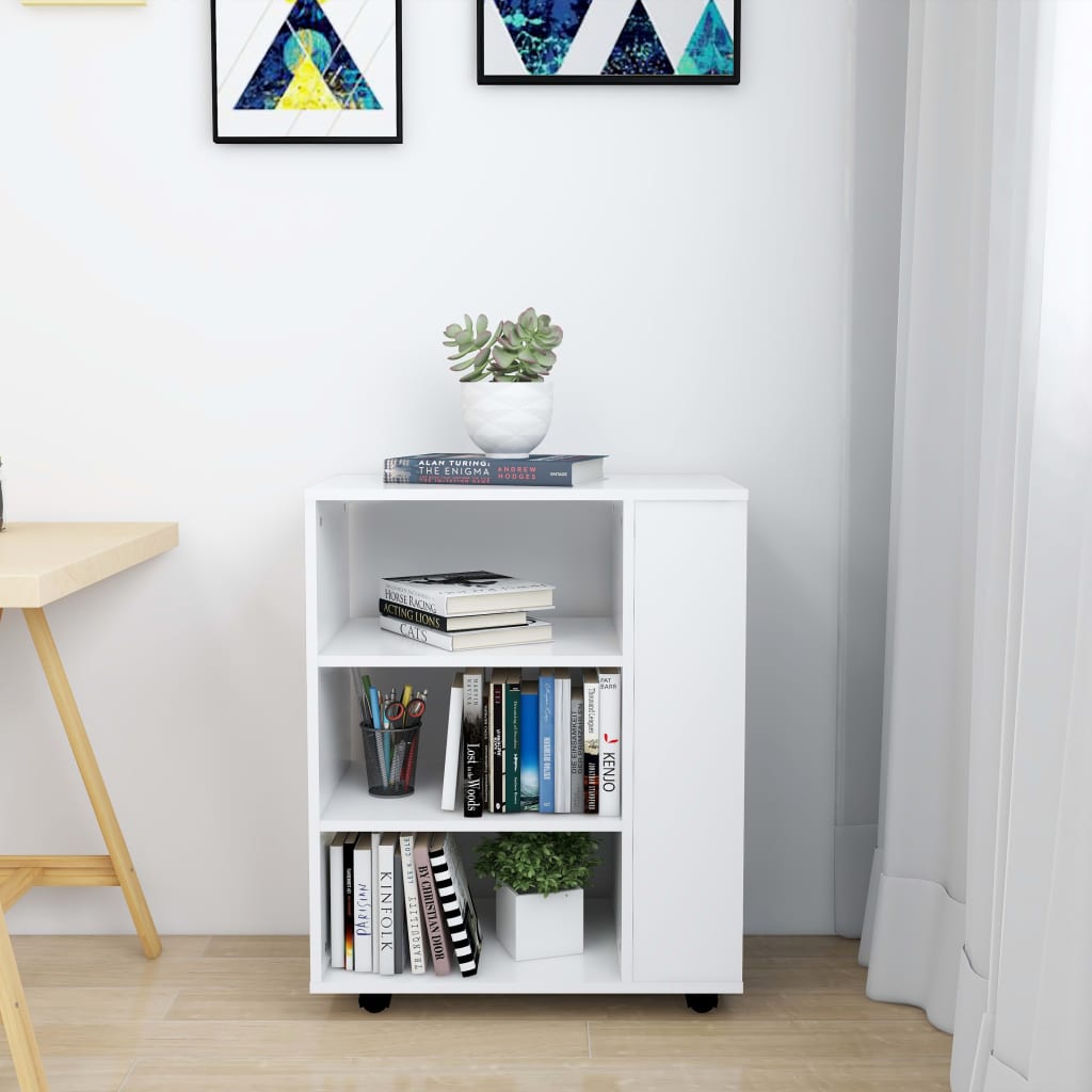 Rulleskap hvit 60x35x75 cm konstruert tre