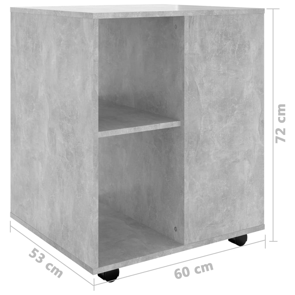 Rulleskap betonggrå 60x53x72 cm konstruert tre
