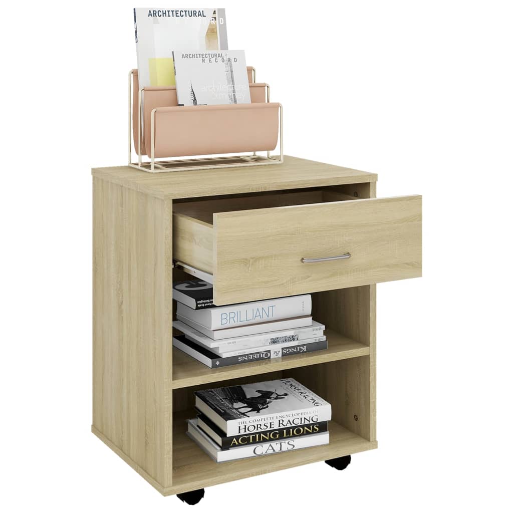 Rulleskap sonoma eik 46x36x59 cm konstruert tre