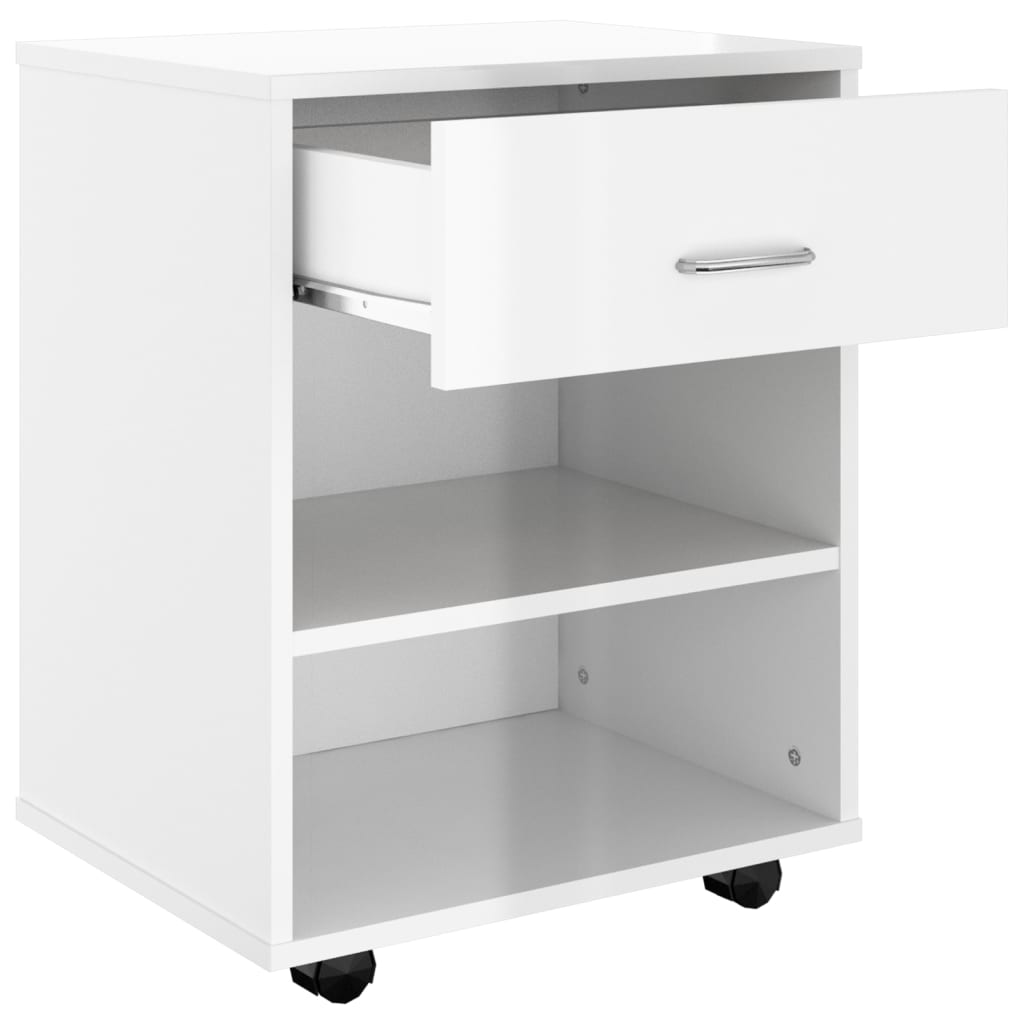 Rulleskap høyglans hvit 46x36x59 cm konstruert tre