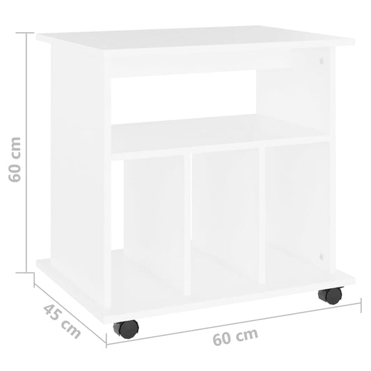Rulleskap hvit 60x45x60 cm konstruert tre