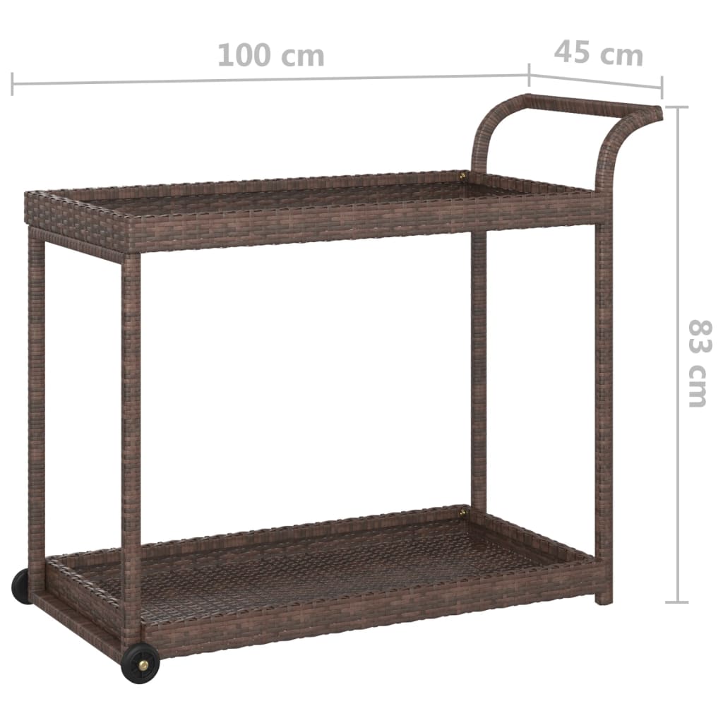 Serveringsvogn brun 100x45x83 cm polyrotting
