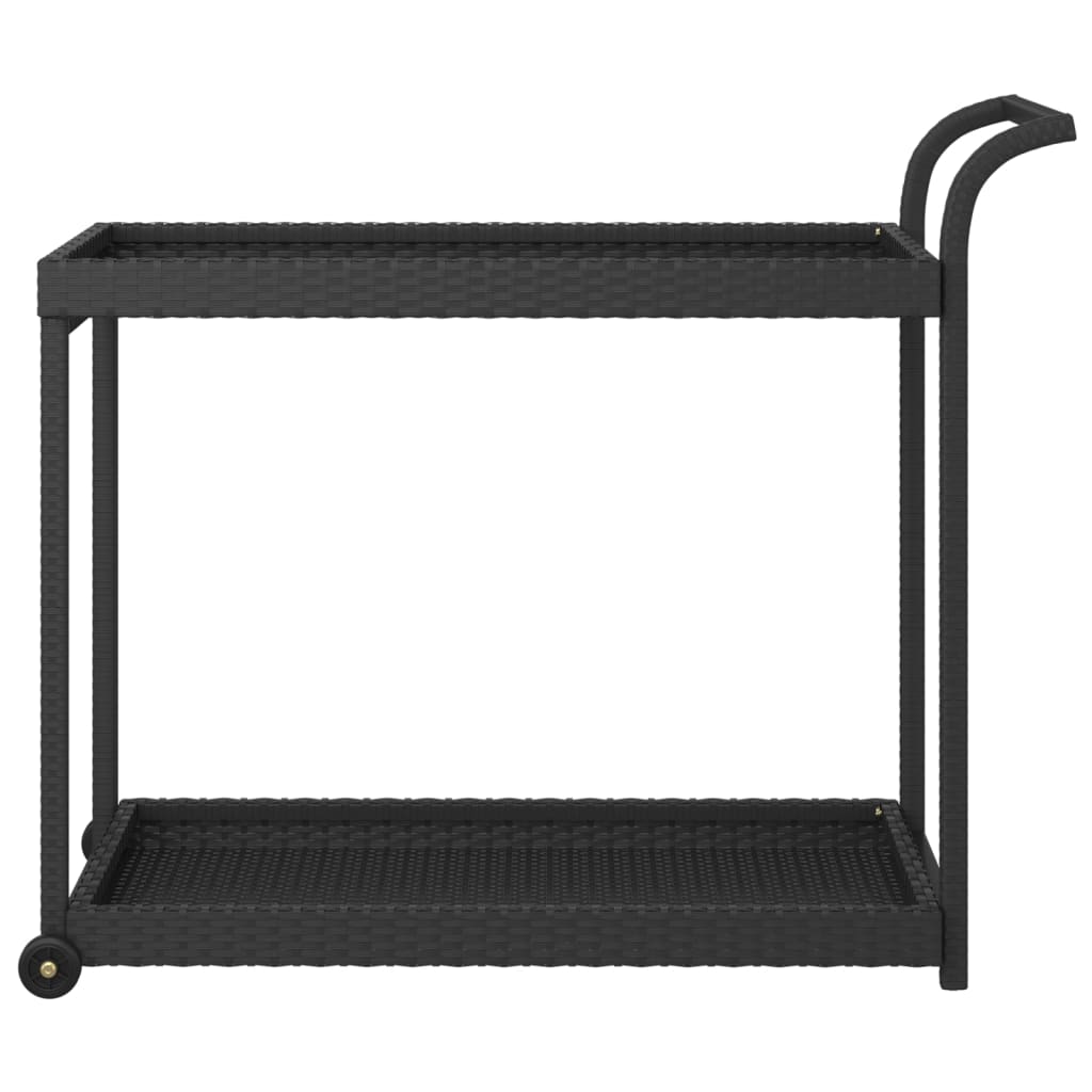 Serveringsvogn svart 100x45x83 cm polyrotting