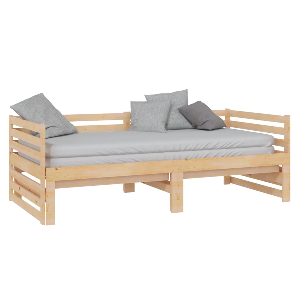 Uttrekkbar sengeramme heltre furu 2x(90x200) cm