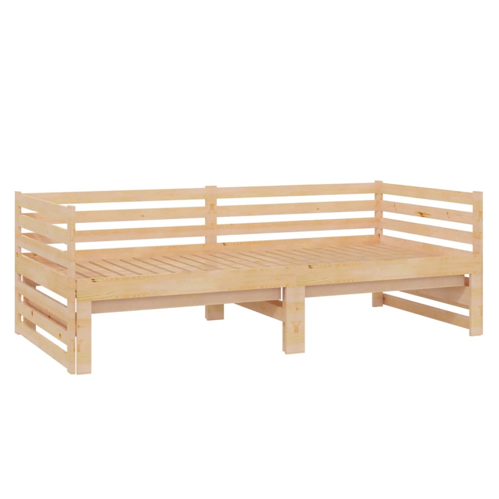 Uttrekkbar sengeramme heltre furu 2x(90x200) cm