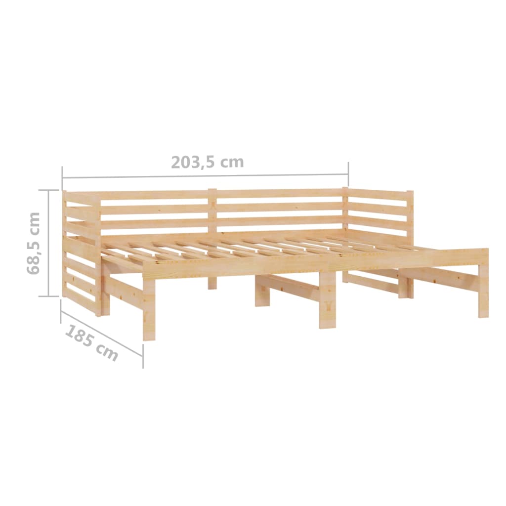 Uttrekkbar sengeramme heltre furu 2x(90x200) cm