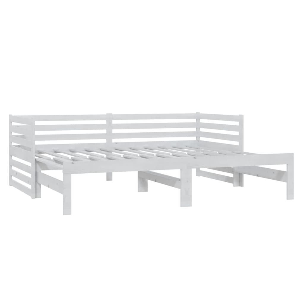 Uttrekkbar dagseng hvit heltre furu 2x(90x200) cm