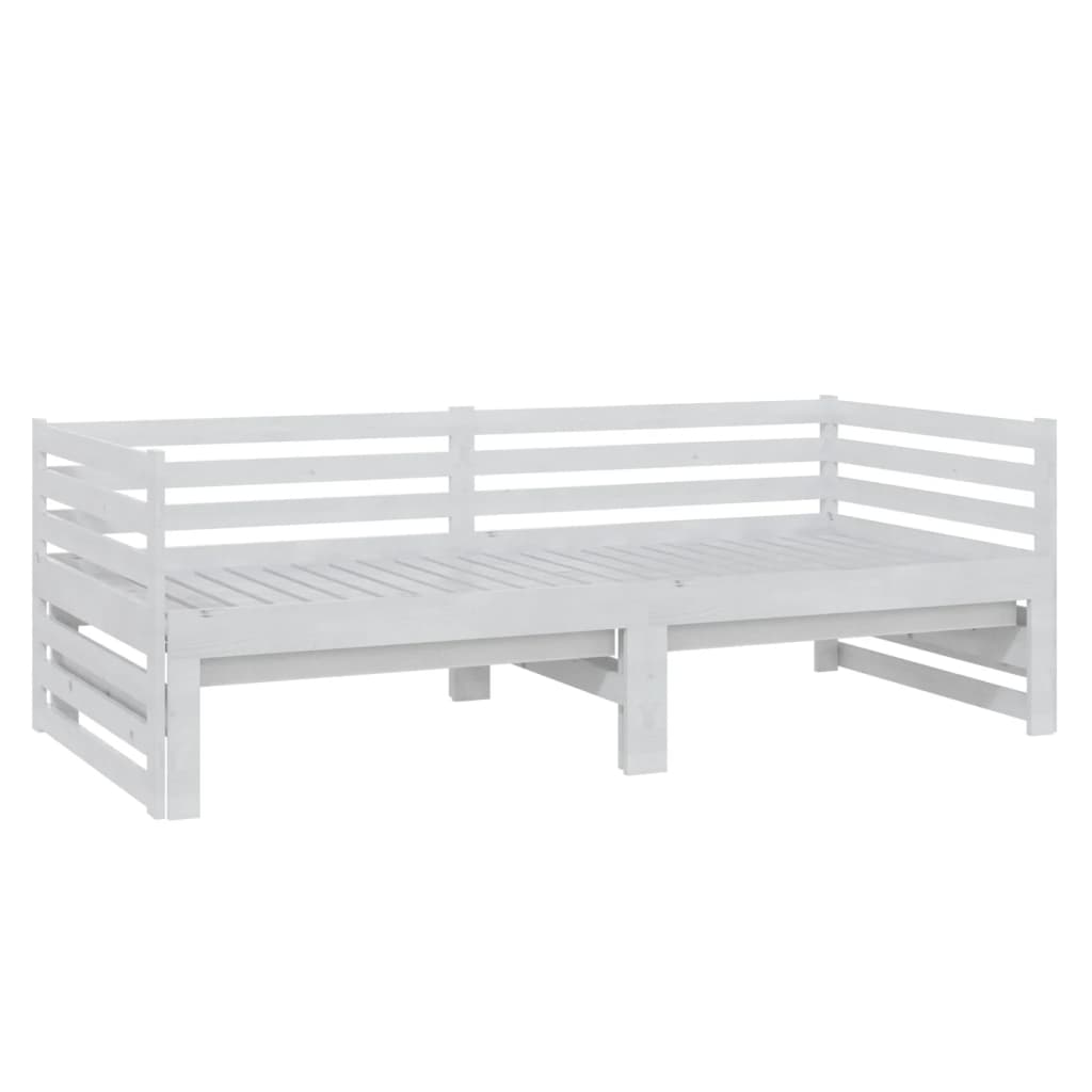 Uttrekkbar dagseng hvit heltre furu 2x(90x200) cm