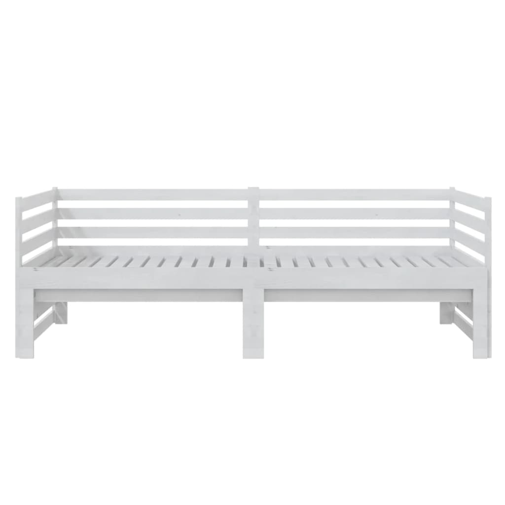Uttrekkbar dagseng hvit heltre furu 2x(90x200) cm