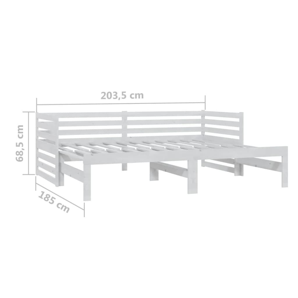 Uttrekkbar dagseng hvit heltre furu 2x(90x200) cm