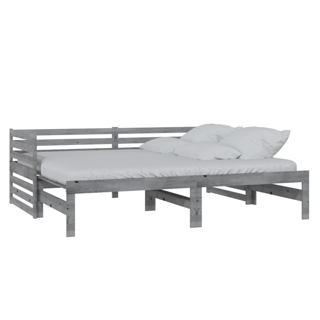 Uttrekkbar dagseng grå heltre furu 2x(90x200) cm