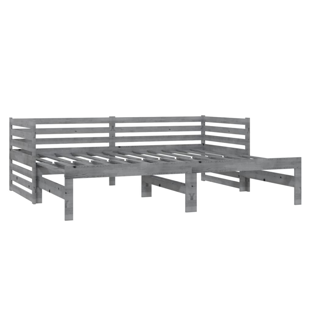 Uttrekkbar dagseng grå heltre furu 2x(90x200) cm