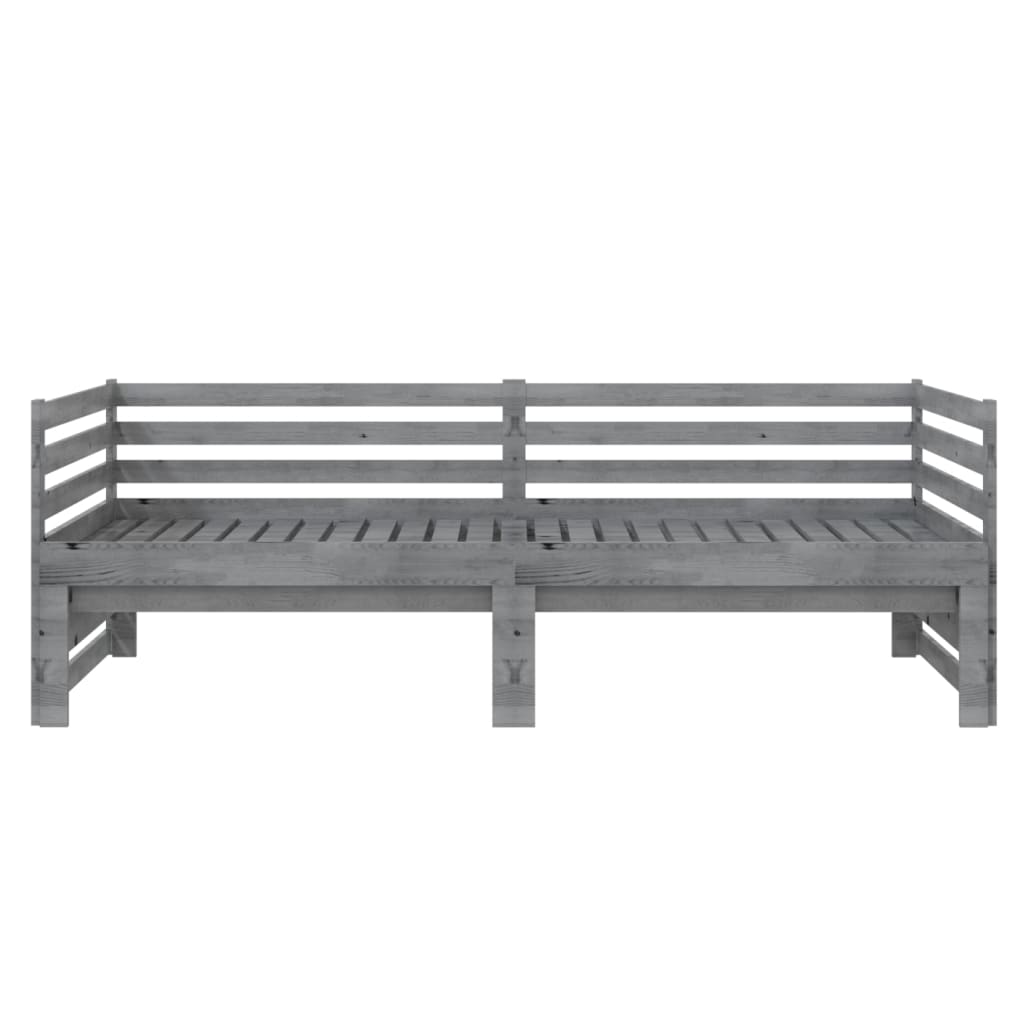 Uttrekkbar dagseng grå heltre furu 2x(90x200) cm