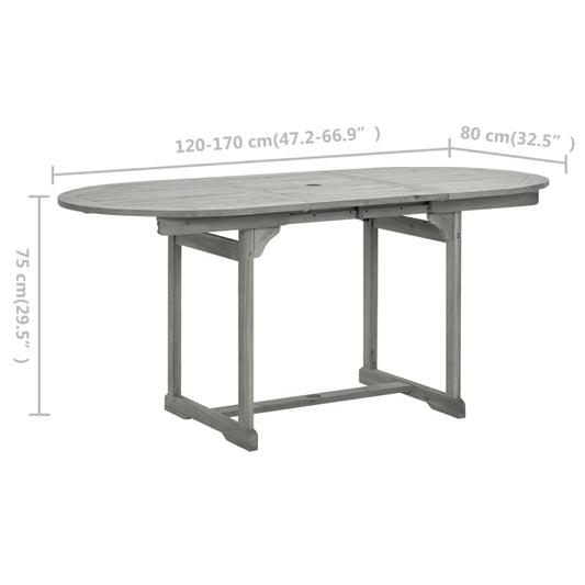 Utendørs spisebord (120-170)x80x75 cm heltre akasie