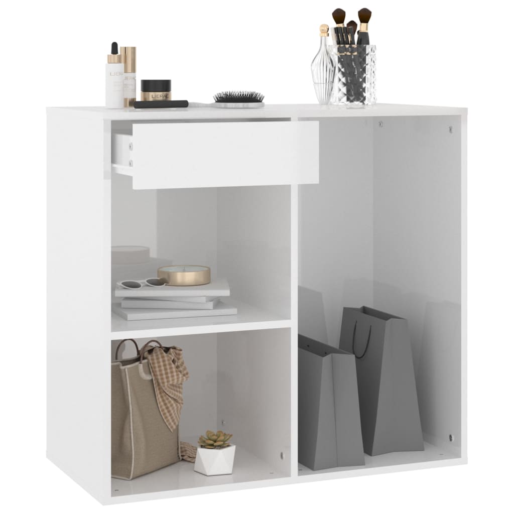 Sminkeskap høyglans hvit 80x40x75 cm konstruert tre