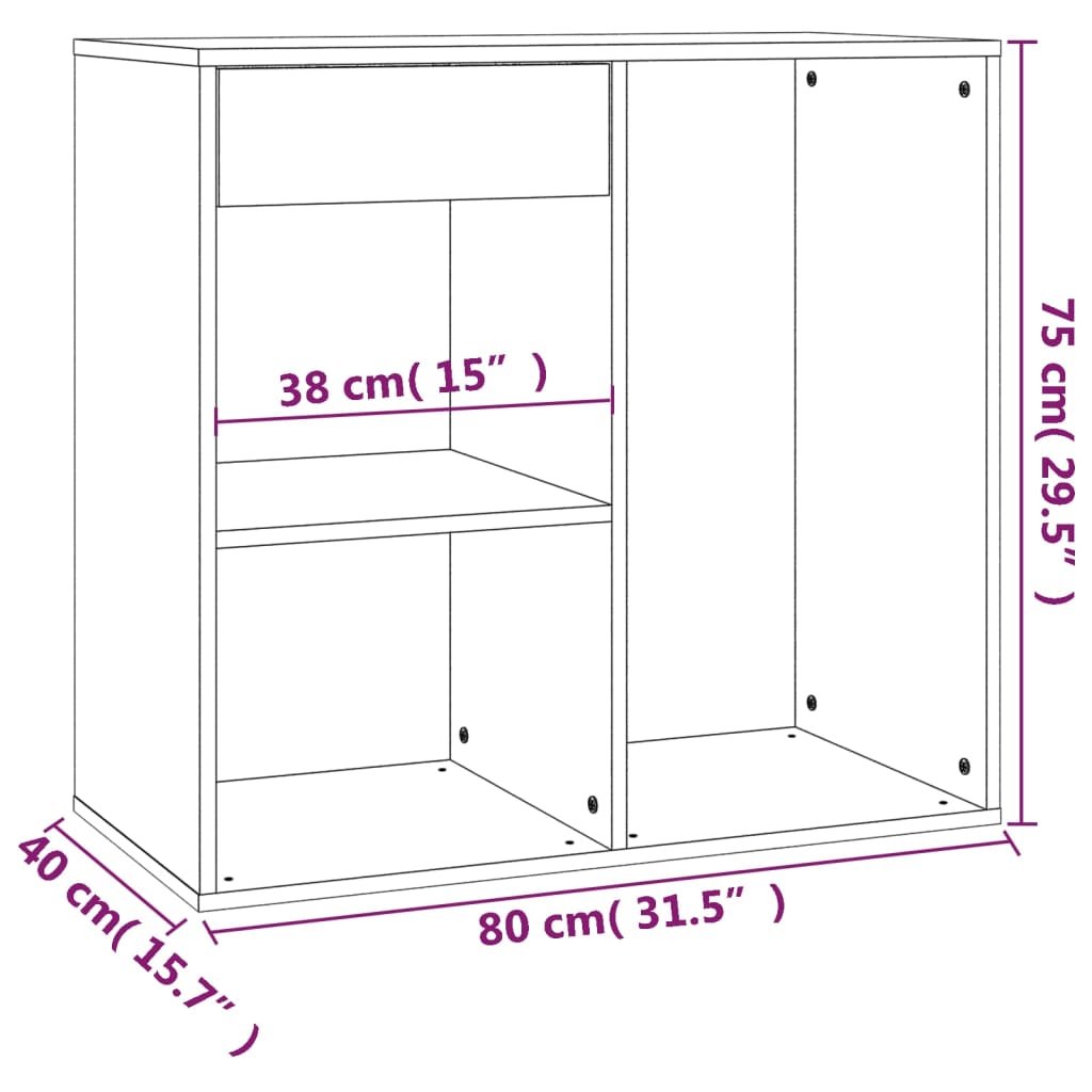 Sminkeskap høyglans hvit 80x40x75 cm konstruert tre