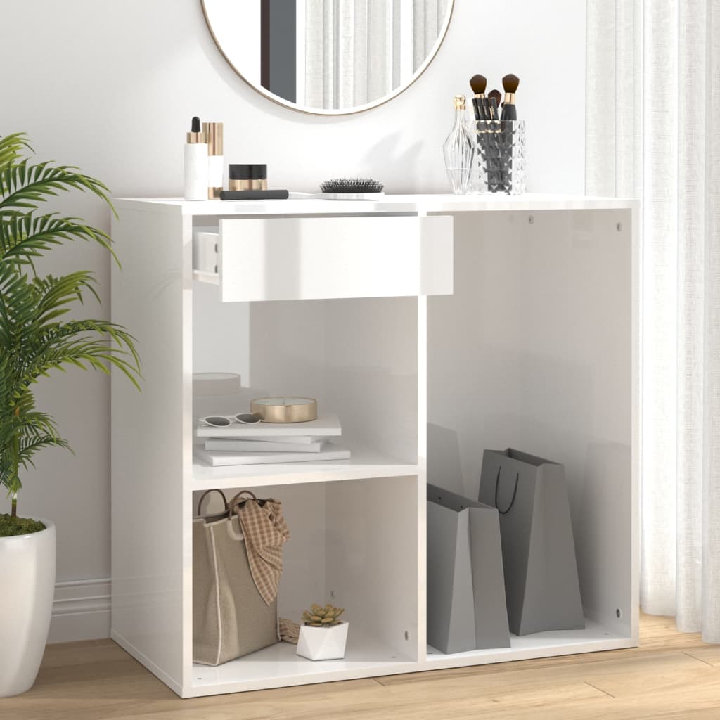 Sminkeskap høyglans hvit 80x40x75 cm konstruert tre