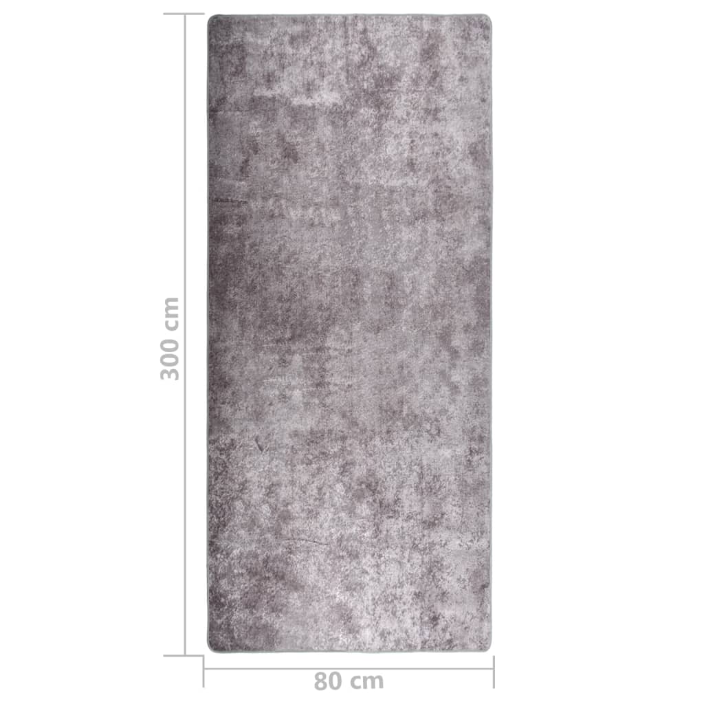 Vaskbart teppe 80x300 cm grå