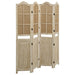 Romdeler med 4 paneler brun 140x165 cm stoff
