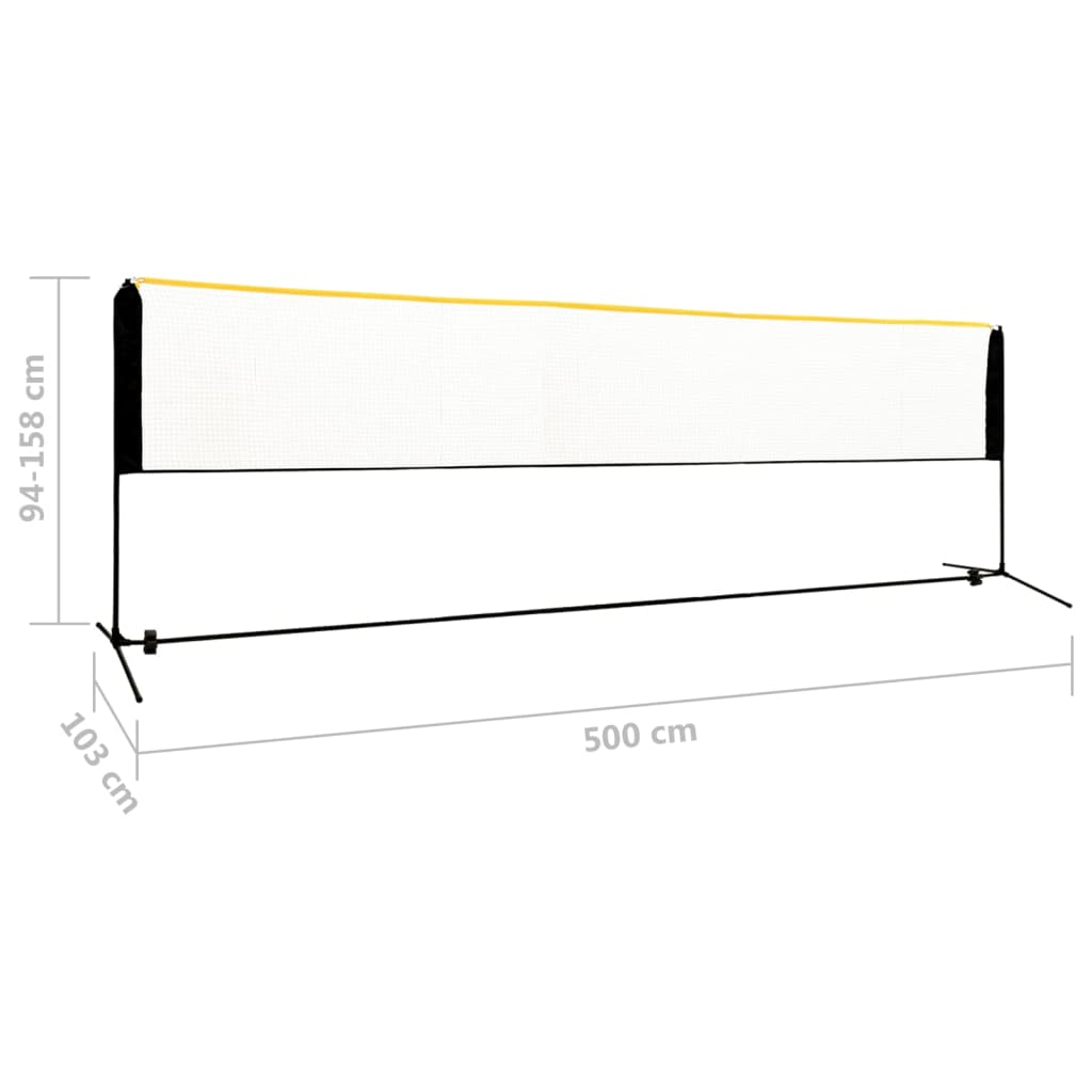 Justerbart badmintonnett 500x103x94-158 cm metall