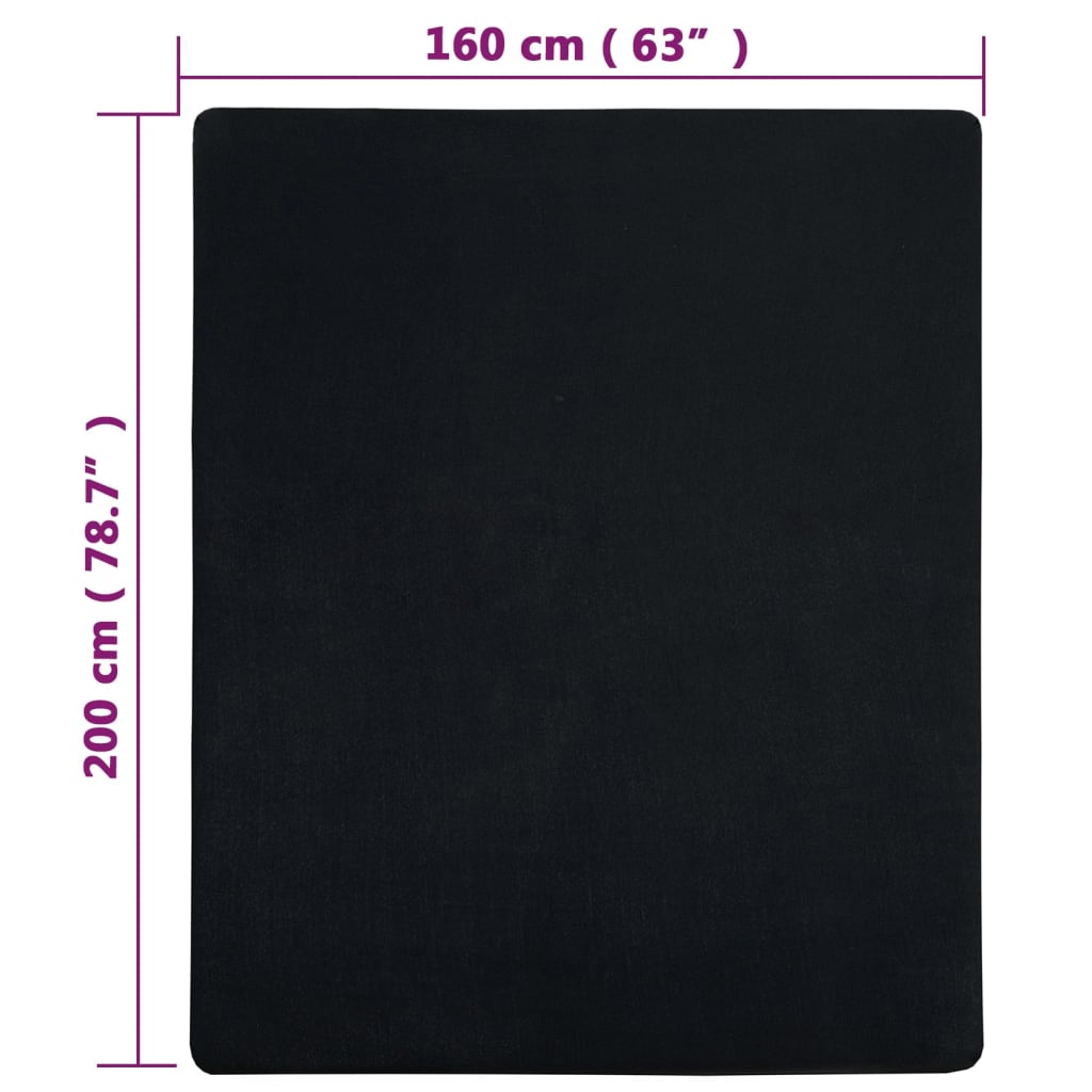 Jerseylaken 2 stk svart 160x200 cm bomull